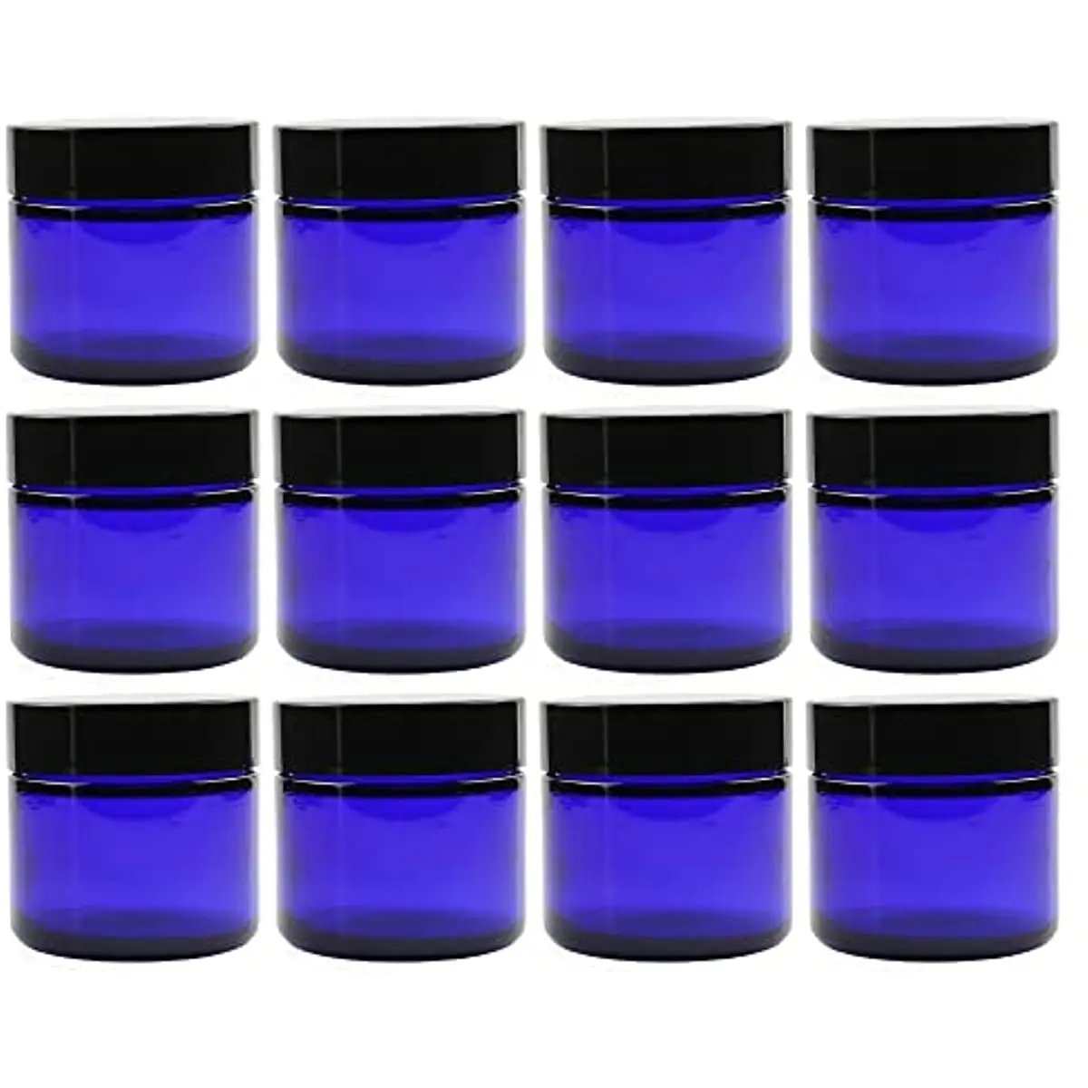 2ozCobaltBlueGlassCosmeticJars12PackStraightSidedJarswith