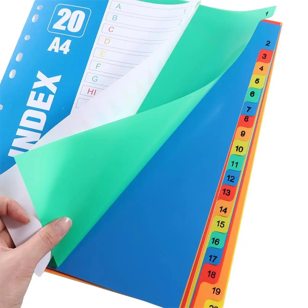 5/10/12/20/31페이지 인덱스 분리 페이지 PP 소재 A4 사이즈 루즈리프 디바이더 컬러 11홀 바인더 디바이더 사무용품