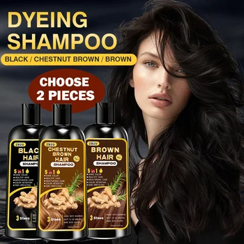 Nuovo Shampoo Colorante per Capelli 5-in-1, con Zenzero e Biotina. Ritenzione del colore a lunga durata e copertura dei capelli grigi. Durevole