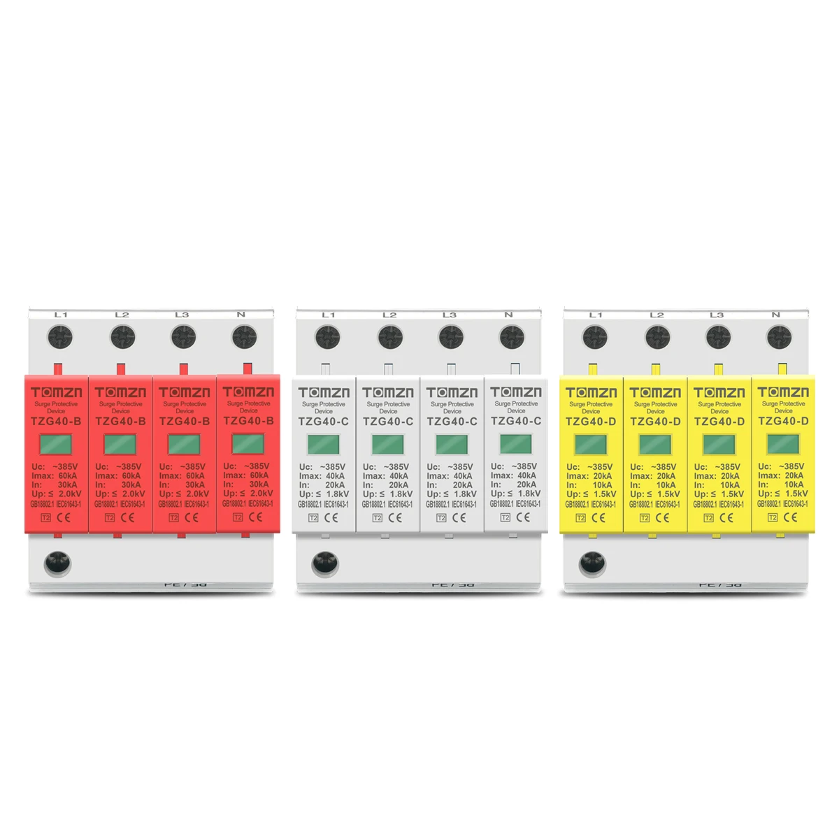 Фото AC SPD 3P + N 30KA ~ 60KA D ~ 385V дом стабилизатор напряжения защитное устройство низкого напряжения №3