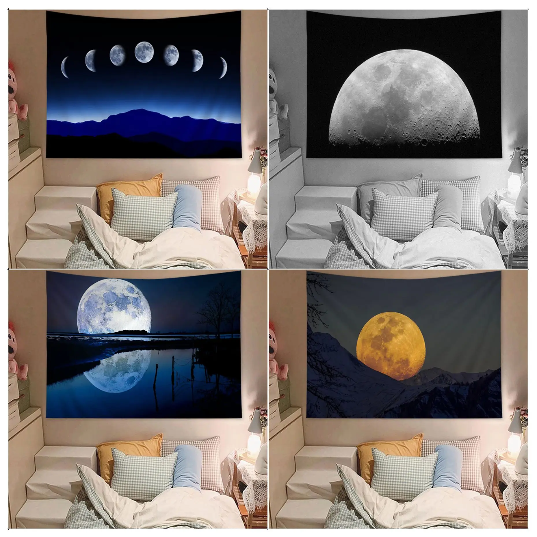 

Moon Sky Cartoon Tapestry Indian Buddha Wall Decoration Witchcraft Bohemian Hippie Kawaii Room Decor