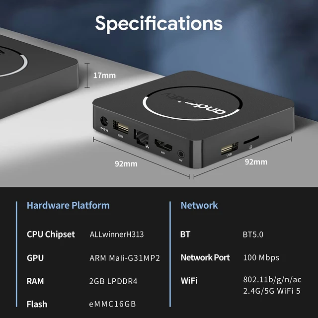 Android13 Smart TV Box AllwinnerH313 Netflix Streaming Bluetooth Media Player 2GB16GB 2.4G&5GWifi 4K HD Multi Language Player 2