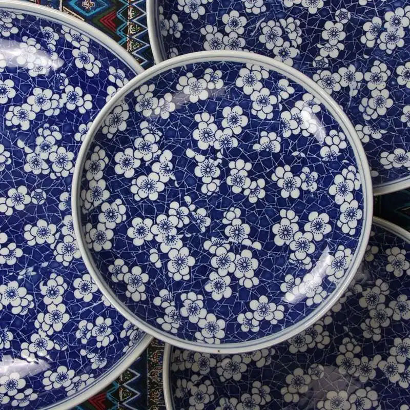 Large Serving Plates Chinese Blue And White Dish Bowl Retro Porcelain Tableware Home Dish Spaghetti Roast Turkey Roast Goose