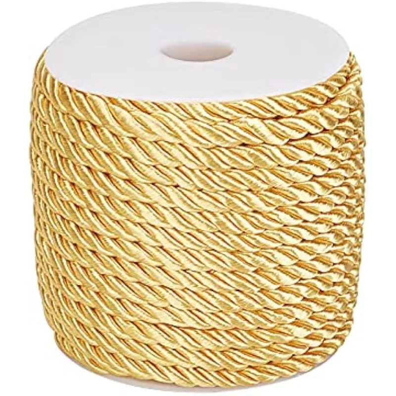 59 Feet 5mm Gold Twine Cord Rope 3 Braided Cord Thread Decorative