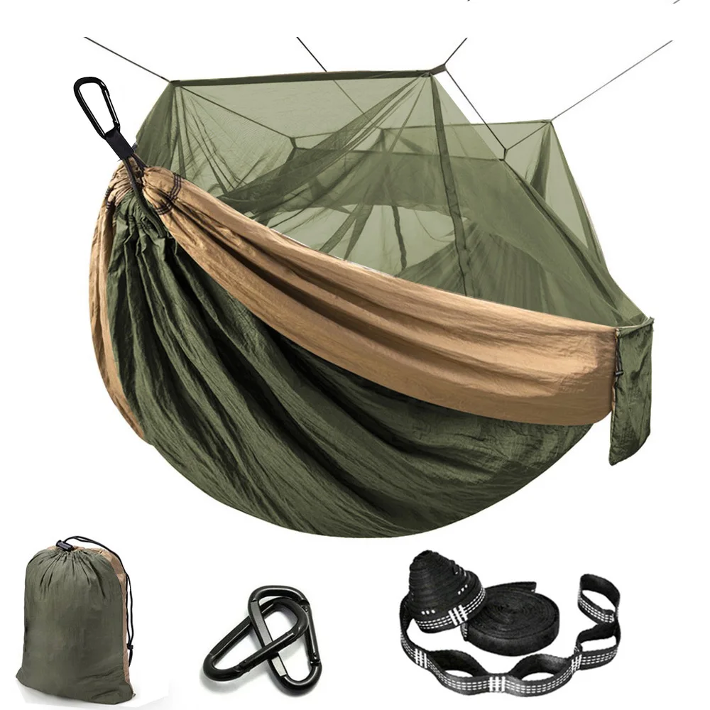 Portable Mosquito net Hammock Tree straps Folded Into The Pouch Mosquito Net Hammock Hanging Bed For Travel Kits Camping Hammock