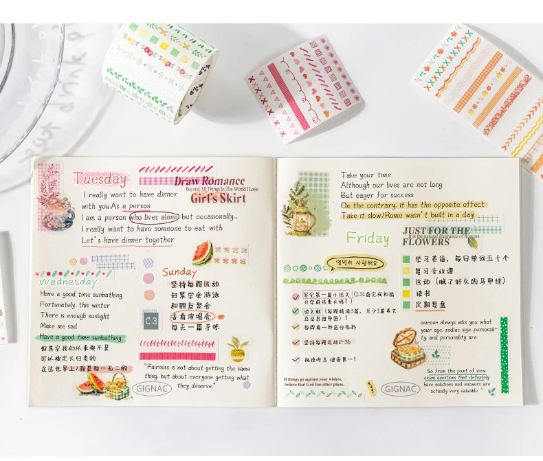Yoofun 4,5 x 200 cm Capture A Rainbow Collage Washi Tape Blumenmaterial Kreatives DIY Journal Scrapbooking Tagebuch Masking Tape – Detail 13