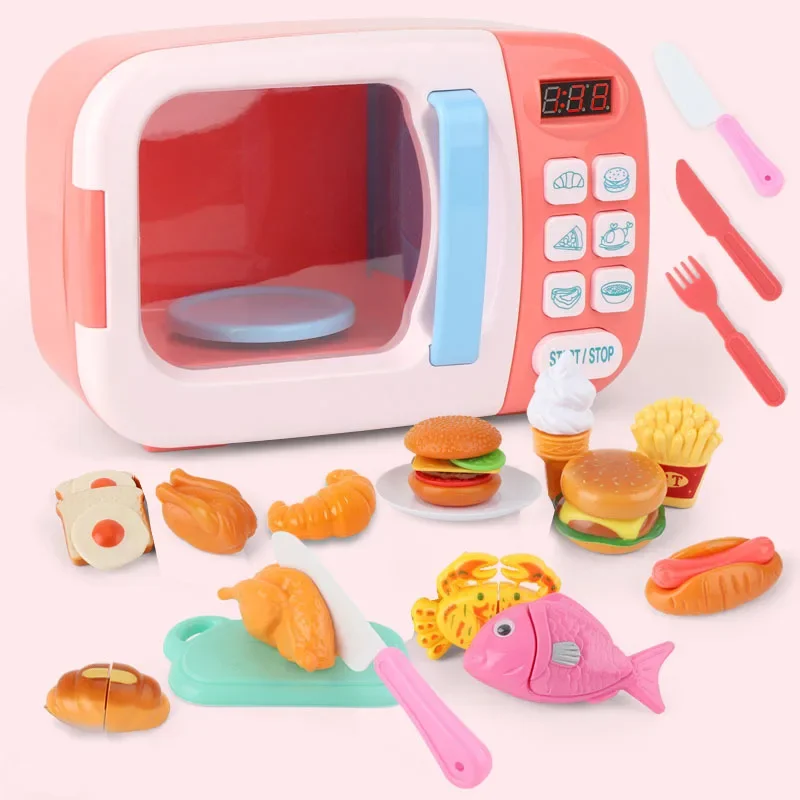 Interactive Cooking Microwave Oven Toy Gift For Children Lifelike Kitchen Appliance Timer Fun Educational Learning Tool