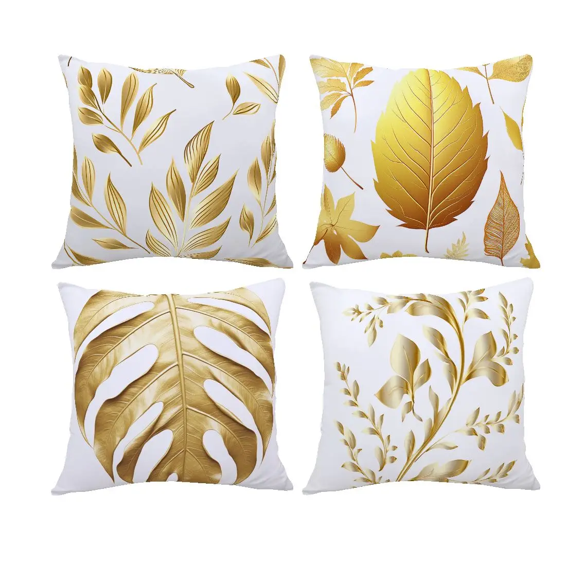 

Throw Pillow Cover 17.7Inch Couch Cozy Cushion Cover Golden Leaves Pattern Peach Skin Plush Throw Pillowcase Party Home Decor