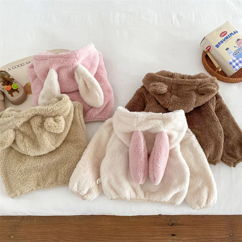 Children's Autumn Winter Coat New Hooded and Velvet Warm Thick Cotton Jacket Kids Outerwear Hoody for Boy Girl