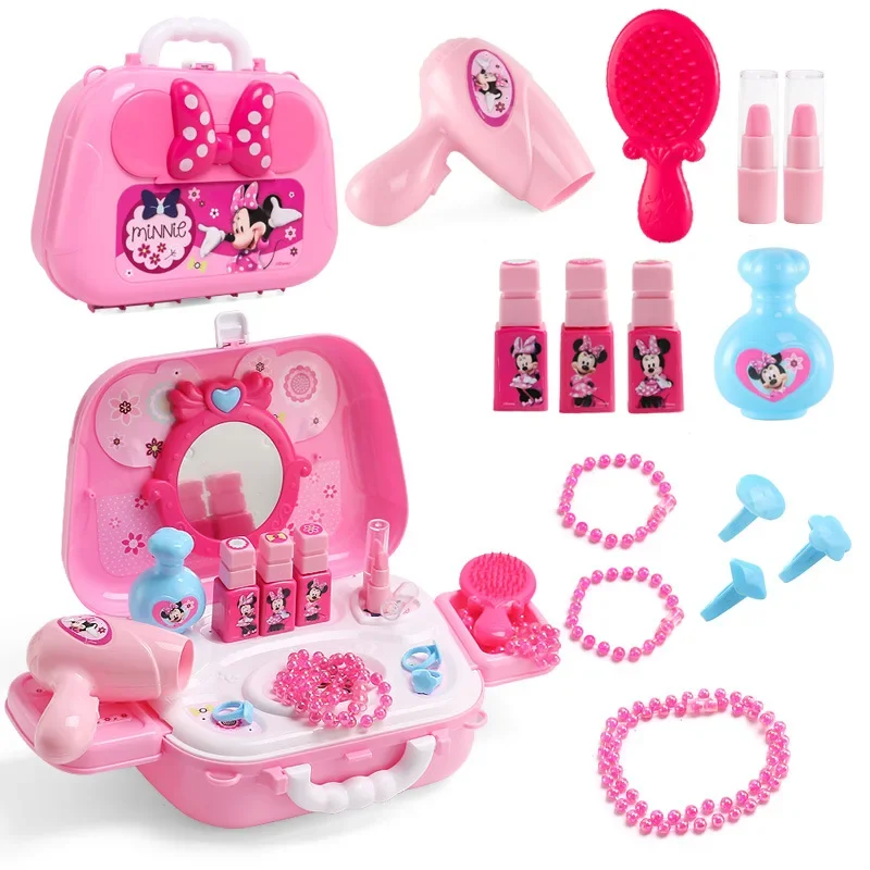 Disney backpack toy genuine cartoon Minnie mouse makeup dressing table makeup box girls toy Christmas present