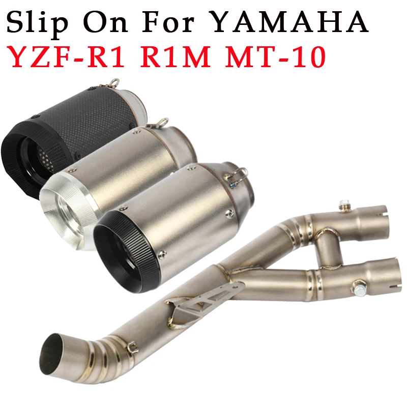 

Slip On For Yamaha R1 R1M MT10 YZF-R1 2015-2023 Motorcycle GP Exhaust Pipe Mid Pipe Carbon Fiber Muffler Escape Moto DB Killer