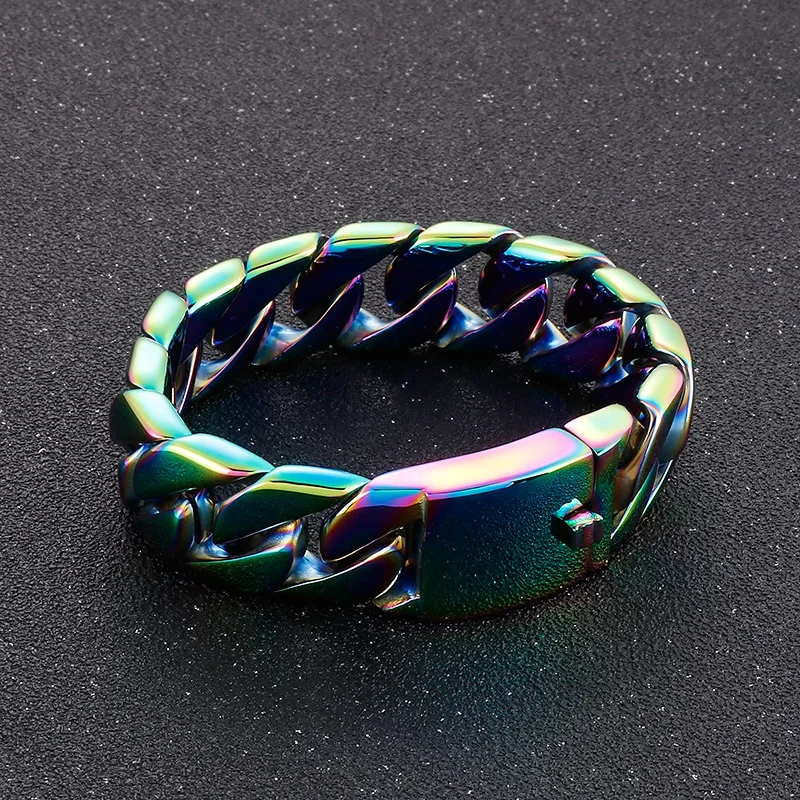 Bracciale Da Uomo Con Catena A Cordolo Largo 31 Mm In Metallo Pesante Da Uomo In Acciaio Inossidabile Gioielli Maschili Masivi Bracciali Da Uomo Braccialetti Sulle Mani - Foto 3