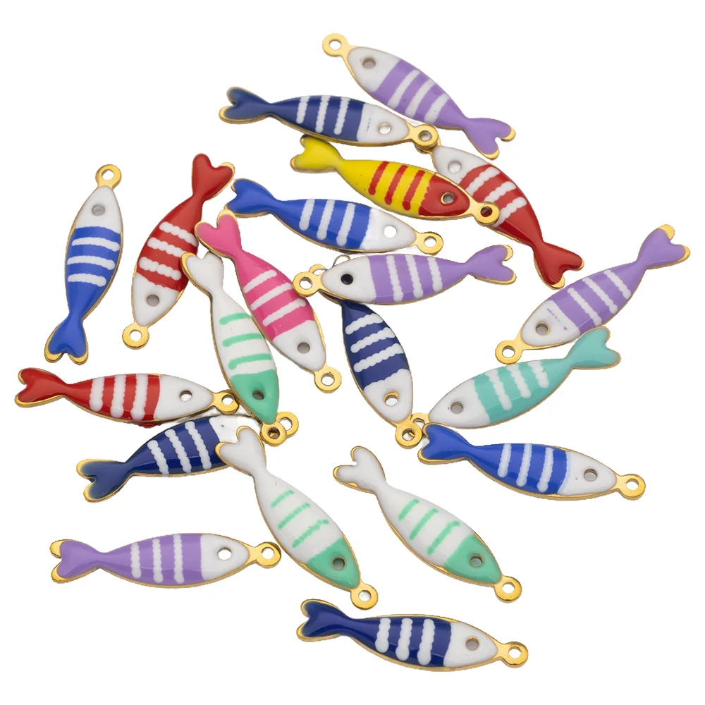 10/20/30Pcs Edelstahl Ozean Kleine Seestern Fisch Emaille Anhänger DIY Halskette Ohrringe Schmuck Zeug Finden Zubehör – Detail 1