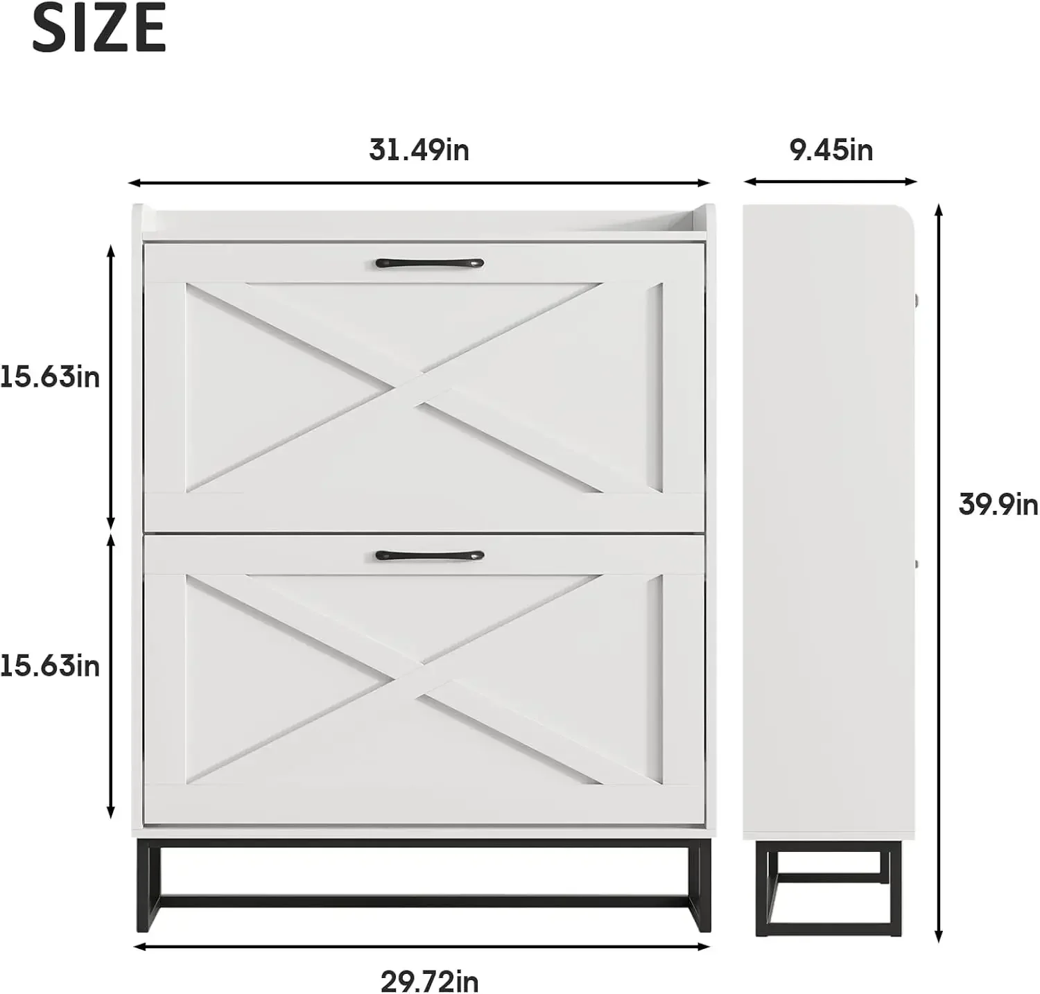 New2025-Shoe Cabinet with 2 Flip Drawers, Freestanding Shoe Cabinet Organizer with Metal Legs, Shoes Storage Cabinet for Entrywa