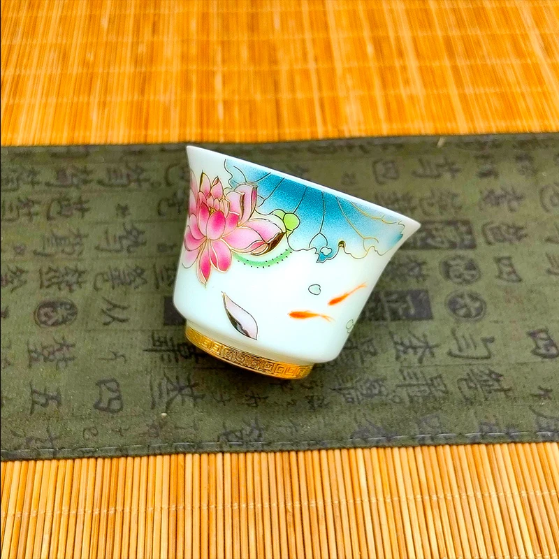 Porcelain Ceramic Tea Cup For Chinese Kung Fu Puer Oolong Tea Aesthetic Lotus Jingdezhen tea cup