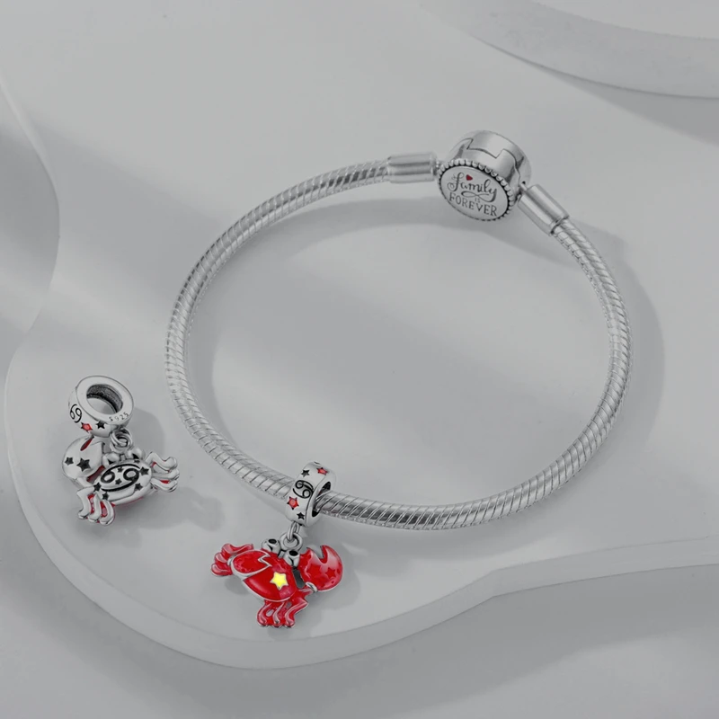 Charms-Anhänger aus 925er-Sterlingsilber mit Leo-Waage, zwölf Sternbildern, im Dunkeln leuchtend, passend für Qikaola-Original-Armbänder, DIY-Schmuck – Detail 27