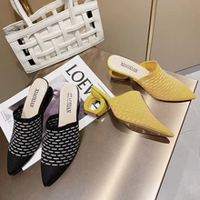

Women's Mules Slippers Pointed Toe Strange High Heels Shoes 2022 Spring Fashion Ladies Modern Slippers Size 43 zapatos de mujer
