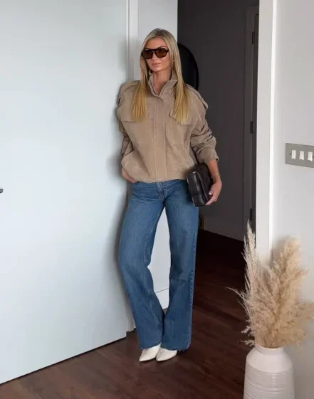 Women Suede Jacket – Stand Collar Casual Outerwear With Zipper Pockets, Loose Fit Coat