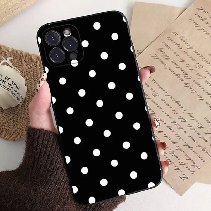 Elegant Black and White Polka Dot Shockproof Non-Slip Phone Case Cover