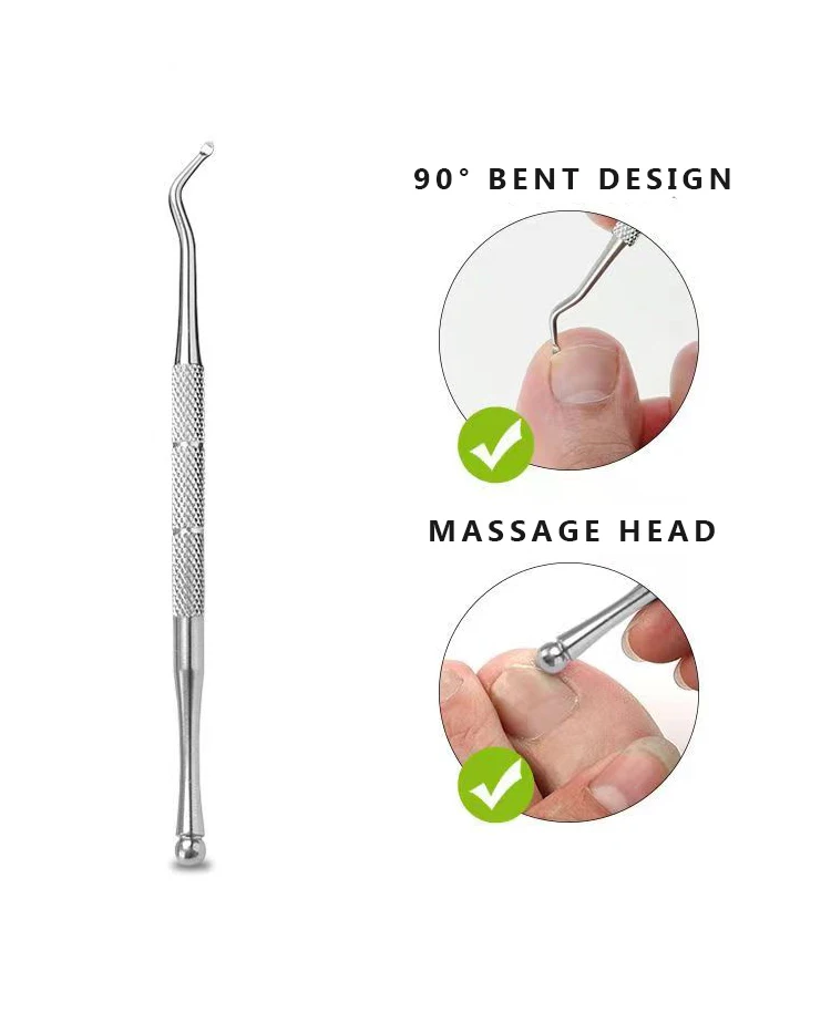 Stainless steel nail remover for removing and cleaning dirt in the nail groove groove incher foot cleaning tool 1/3 piece