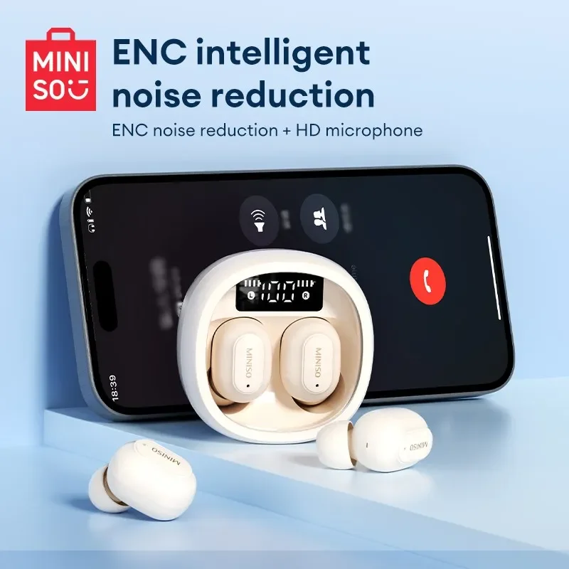 

Наушники MINISO MCT10 с цифровым дисплеем, наушники с поддержкой Bluetooth V5.3, с шумоподавлением, hi-fi звук, музыка