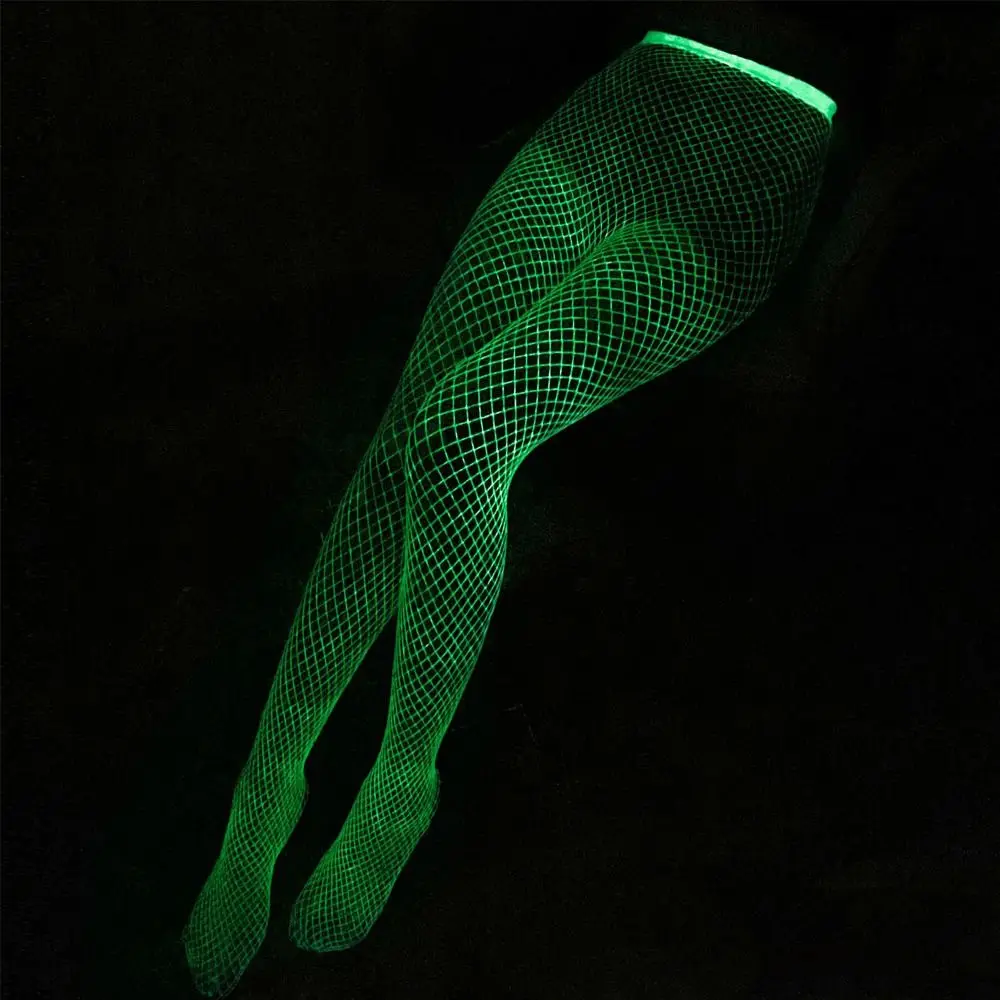 

Women glow-in-the-dark hollowed-out fishnet tights Party Club fashion nylon tights Japanese-style JK Lolita diamond thigh-highs