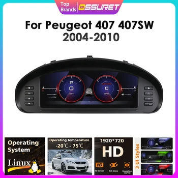 Tablero Digital para Automóvil de 10.25 Pulgadas para Peugeot 407 407SW 2004-2010, Pantalla de Velocímetro, Panel de Tablero LCD Automático, Cabina Virtual 1