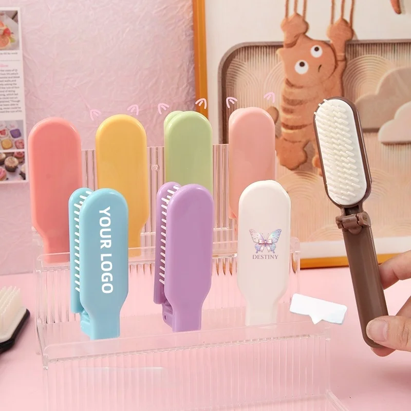【로고 맞춤】50개 맞춤형 귀여운 미니 마카롱 휴대용 접이식 빗 미용 및 헤어드레싱 기업 선물 맞춤 제작