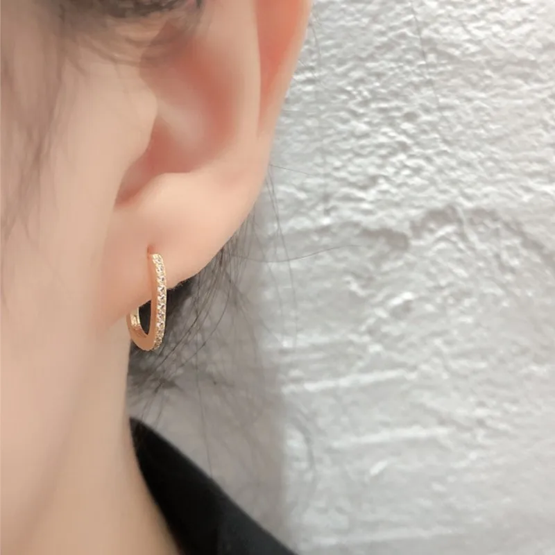 Silver Color Micro-inlaid Zircon U-Shape Hoop Earrings for Women Simple Square Earring Temperament Ear Jewelry Accessories