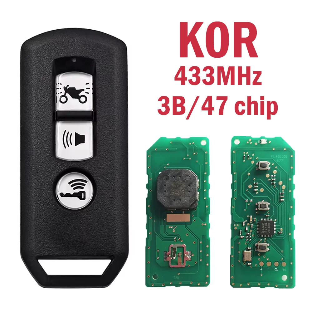 K0R มอเตอร์สมาร์ทรีโมทคอนโทรลเปลี่ยนกุญแจรถจักรยานยนต์ Fob 3B Key Fob 47 ชิป 433MHz มอเตอร์สมาร์ทคีย์มอเตอร์ไซด์ Key สําหรับ Honda