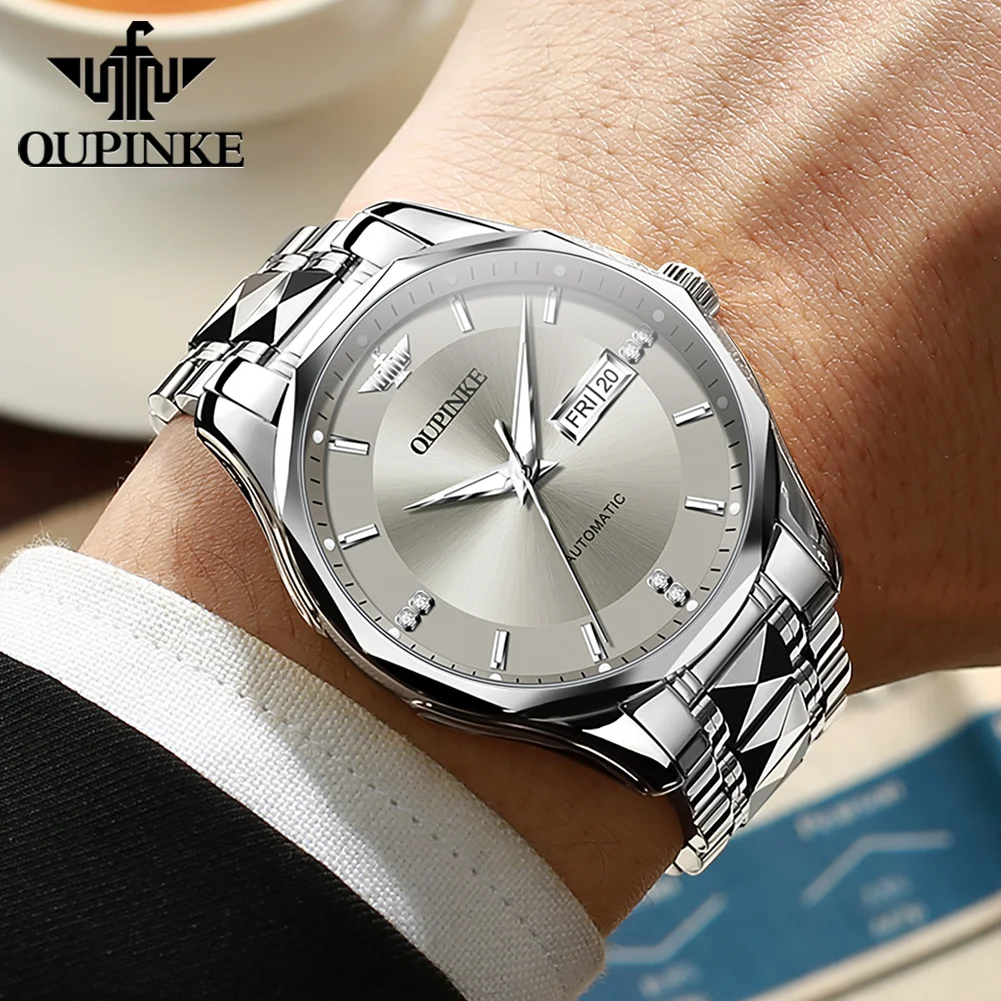 OUPINKE 3295 Men Automatic Watch Fashion Business Mechanical Watch For Men Top Brand Deep Waterproof Auto Date Dress Wristwatch