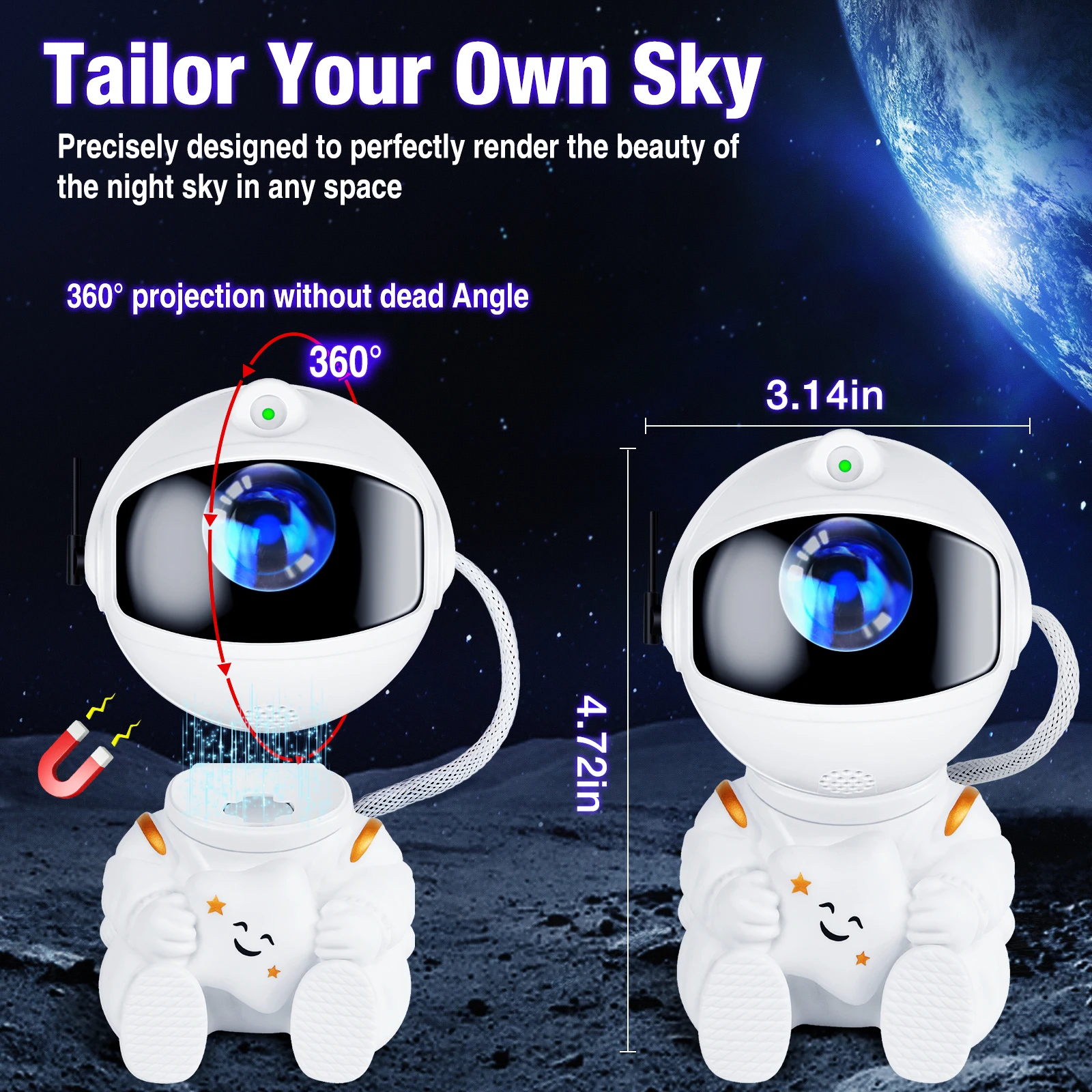 Astronaut Galaxy Projector LED Night Light – Starry Sky Lamp for Kids Bedroom, Room Decor, Galaxy Background, Gift