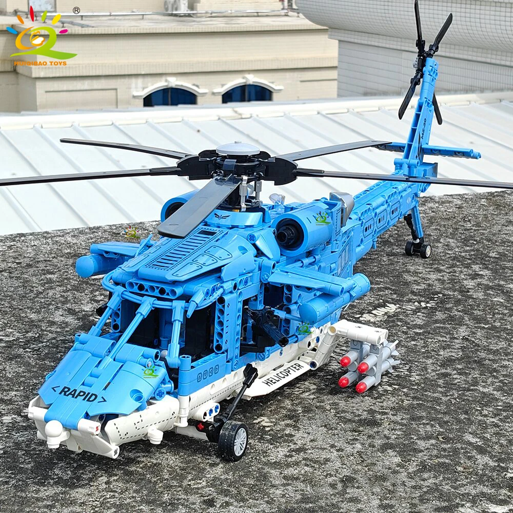 HUIQIBAO 1389PCS WW2 Military Helicopter Gunship Building Block Set for Children Airplane Weapon Bricks Toy Brick home Decor. 1