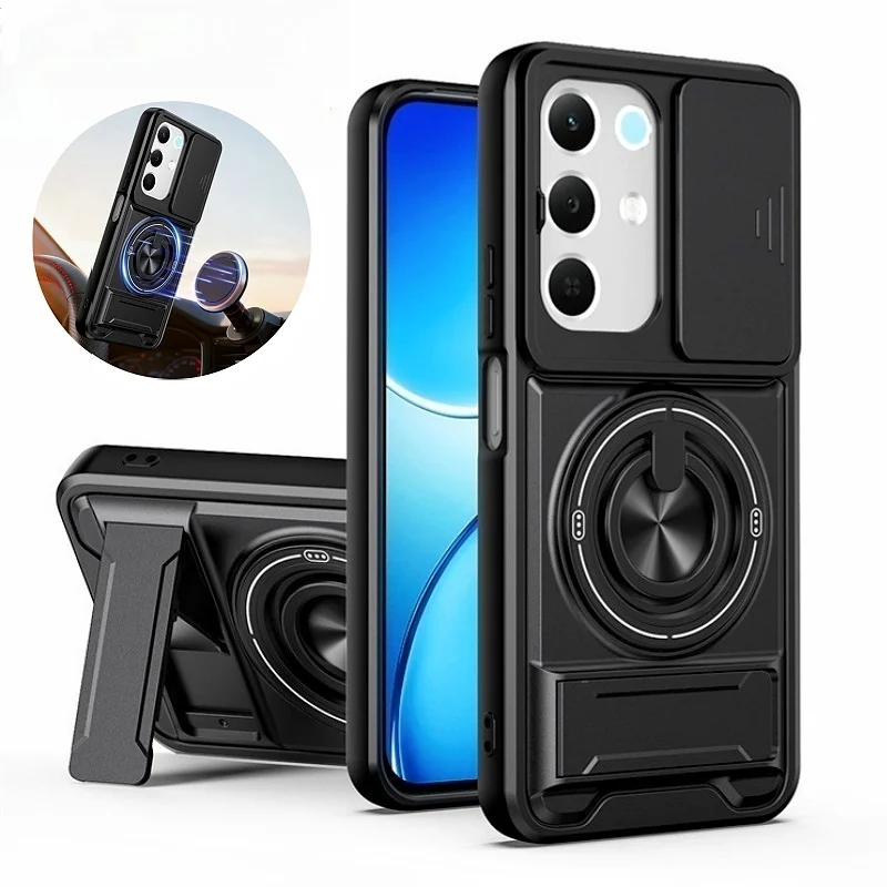 Shockproof Armor Case with Car Magnetic Holder and Lens Protector