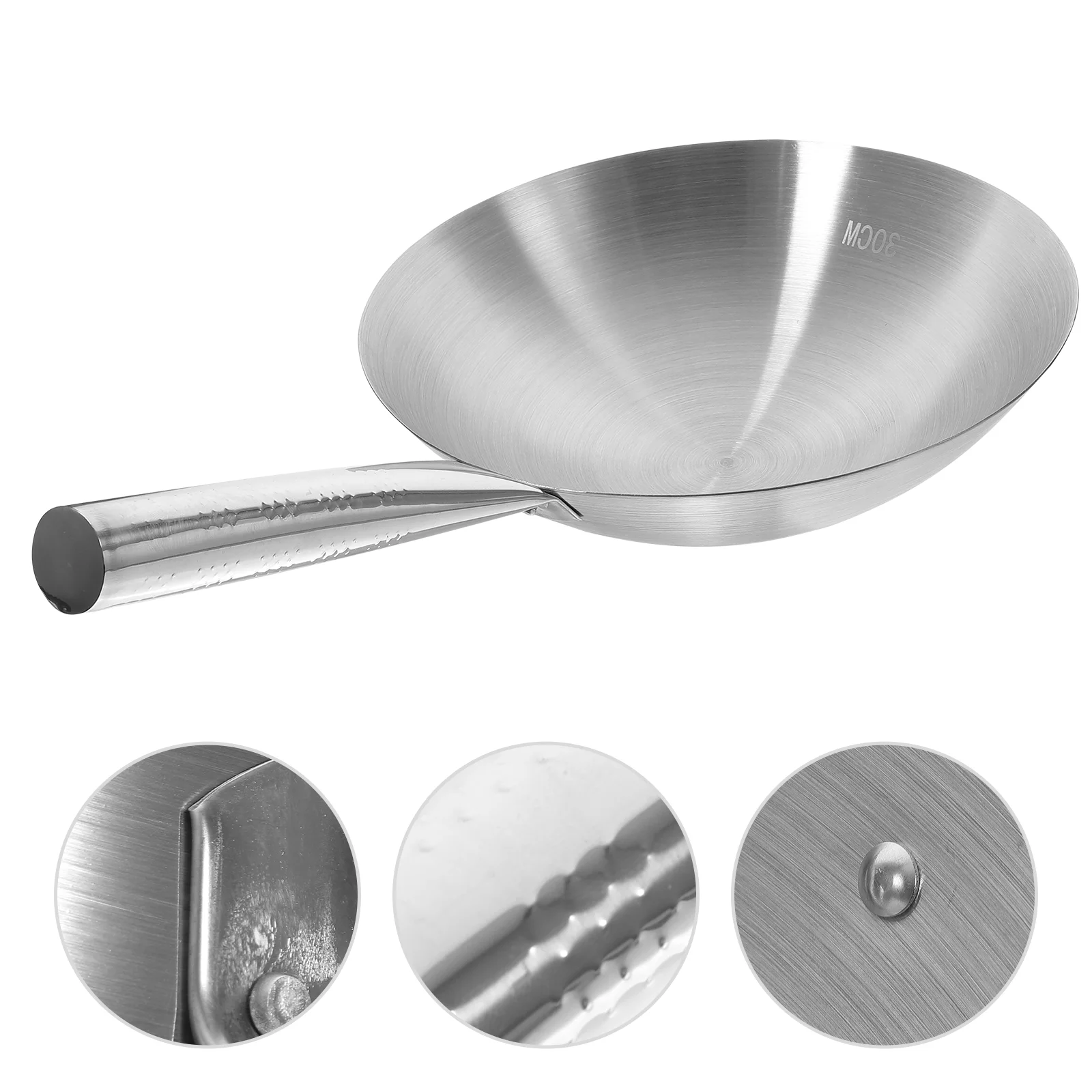 

Restaurant Frying Pan Traditional Wok No Coating Wok Stainless Steel Wok No-stick Pan Household Frying Pan No Coating Frying Pan