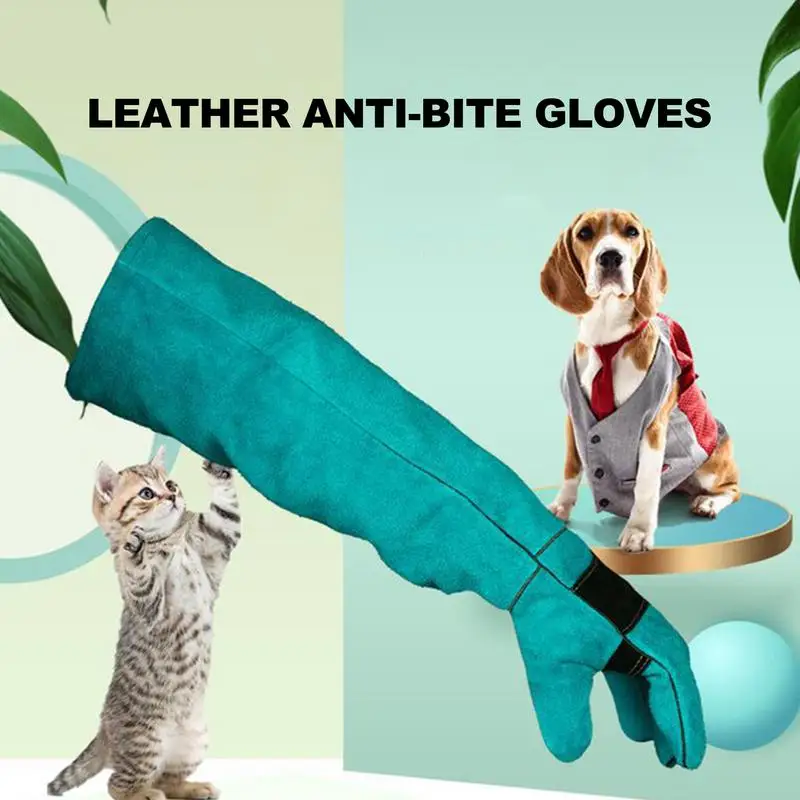 Anti-bite Safety Bite Gloves for Catch Dog Cat Reptile Animal Cowhide Pets Grasping Biting