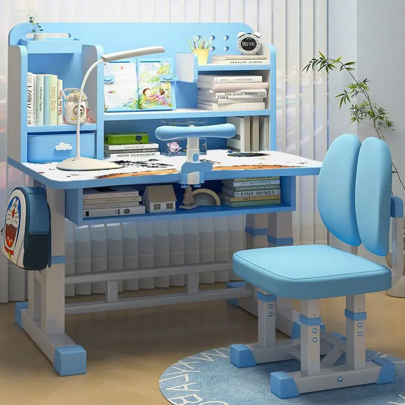 AOLIVIYA Children's Study Table Household Primary and Secondary School Student Desk Bookshelf Writing Table Liftable