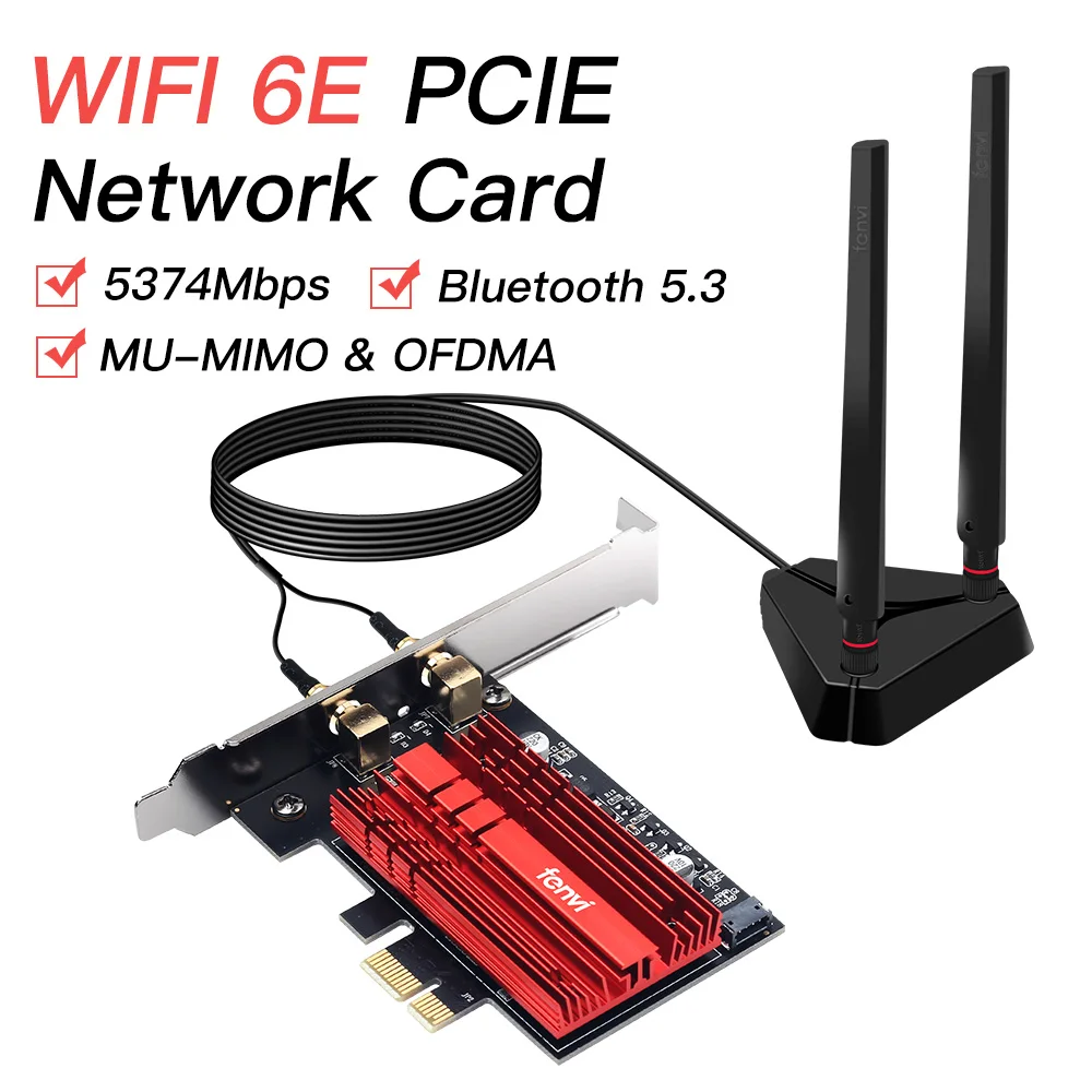 Adaptador Wi-fi sem Fio Fenvi para Desktop Placa de Rede Dissipador de Calor Antena de Alto Ganho Bluetooth 5.3 802.11ax 6e Ax210 Axe3000pro