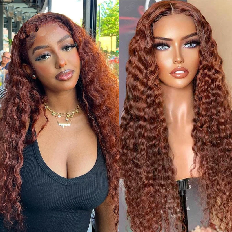 

Soft 26inch 180%Density OrangeBrown Kinky Curly Jewish European HumanHair Full Lace Wig For Women 23A Grade Baby Hair PrePlucked