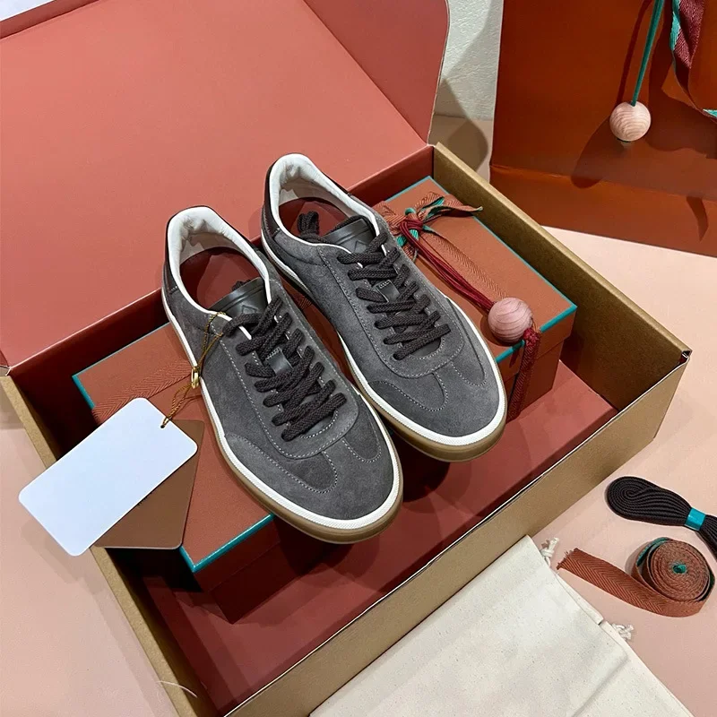 2025 New LP Trainer Shoes, Genuine Leather Lace-Up Round-Toe Flat, Unisex Stylish Casual White Sneakers, Sports Style