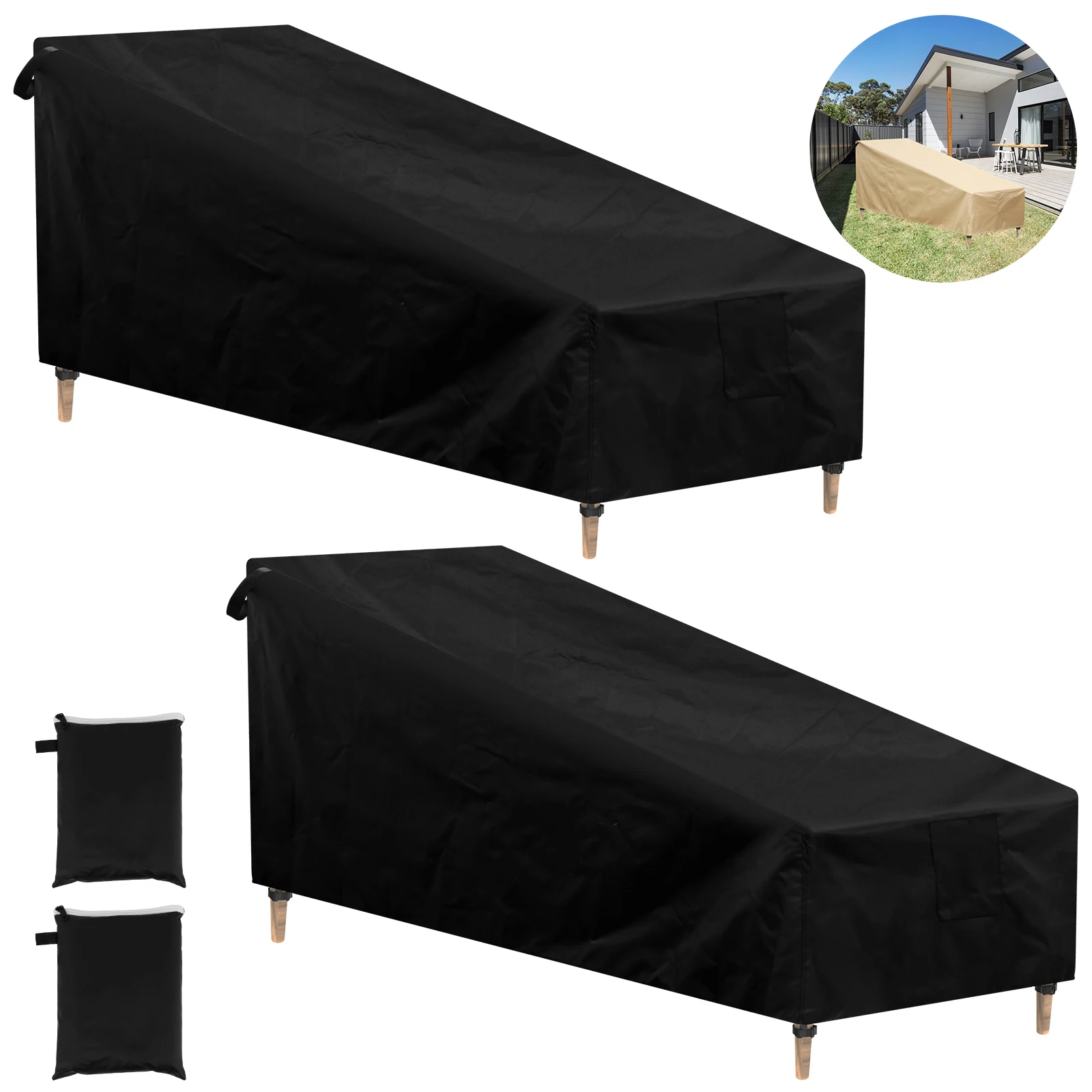1/5Pcs Outdoor Lounger Protective Cover Waterproof Anti-UV Garden Patio Furniture Cover for Sunbed Recliner Lounge Chair