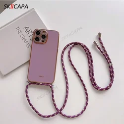 Luxurious Crossbody Necklace Lanyard Silicone Soft Case with TPU Bumper Cover for Oneplus nord 4 (Purple)