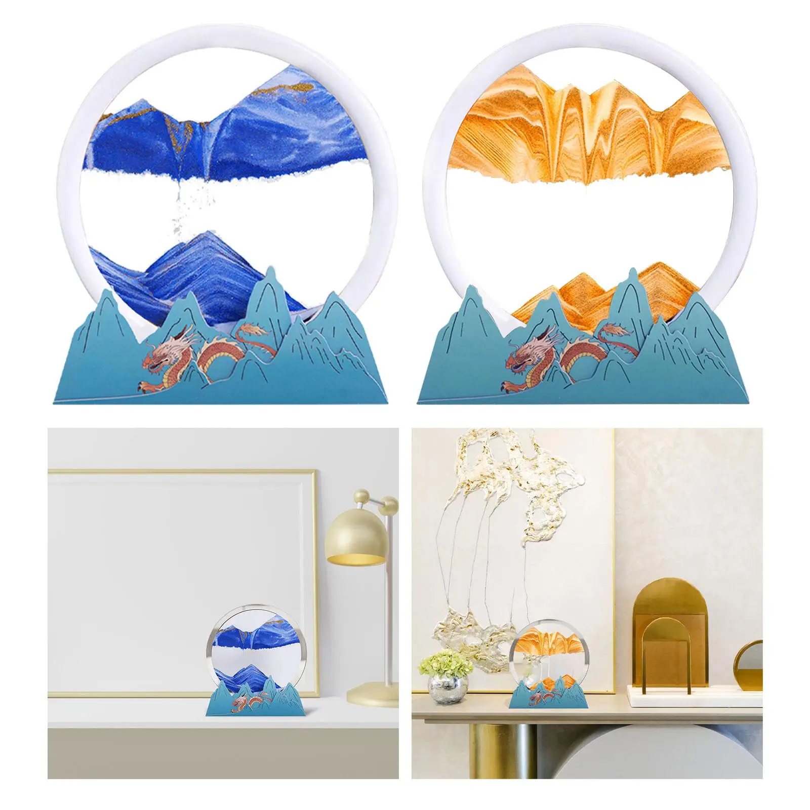 3D Moving Sand Art Picture Decor Landscape Toy Artistic Flowing Sand Painting for Water Desk Office Bedroom Bookshelves Home