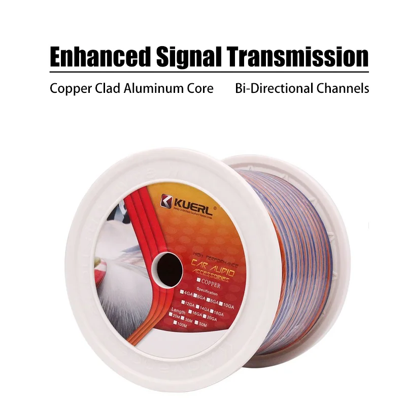 50m 2 Pin Electrical Wire 16/18GA Red Blue Flat Ribbon Audio Core Wire PVC Copper-Clad Aluminum Car Speaker Cables For Car Audio