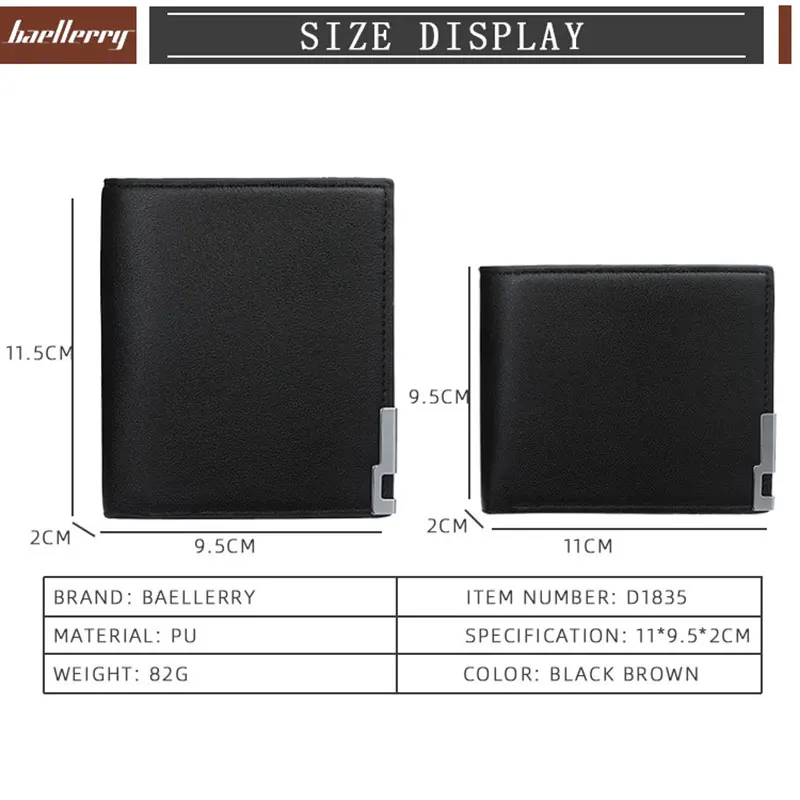 Baellerry Short Men Wallets Free Name Engraving Kpop Slim Card Holder  Luxury Male Wallet Small Money Clips Brand Men's Purses 3