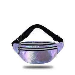 Holographic Laser Waist Bag - Stylish Travel and Beach Accessory (Purple)