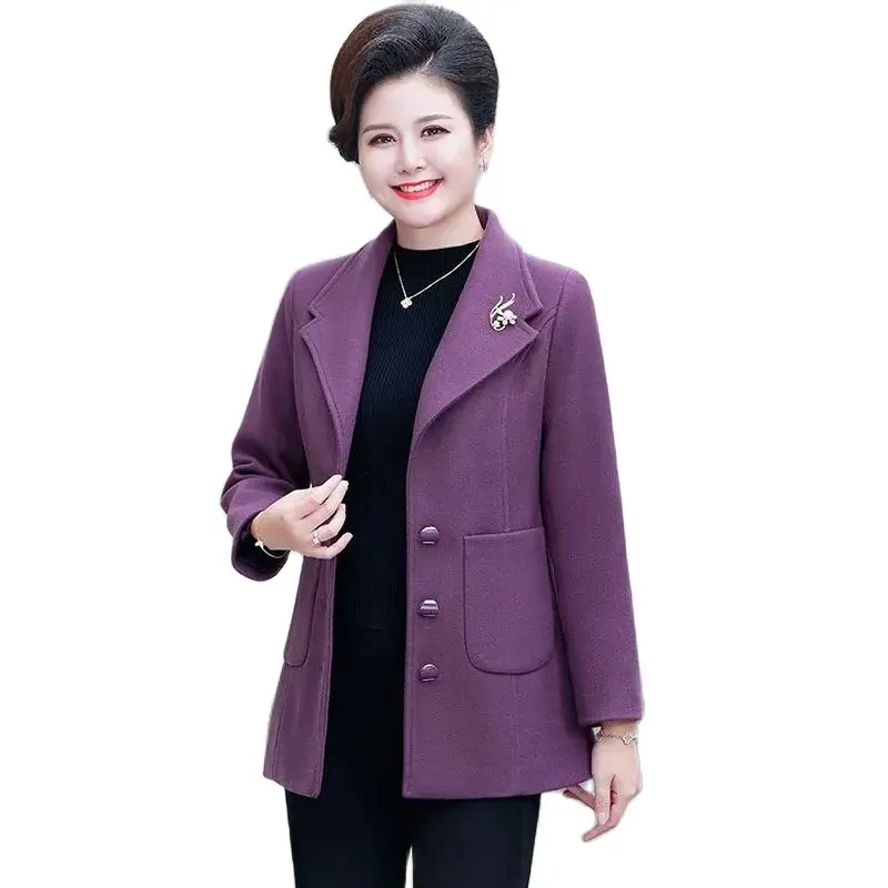 Fashion Short Woolen Female Western-style Middle-aged And Elderly Women's Mother Warm Cotton Tide In Autumn And .