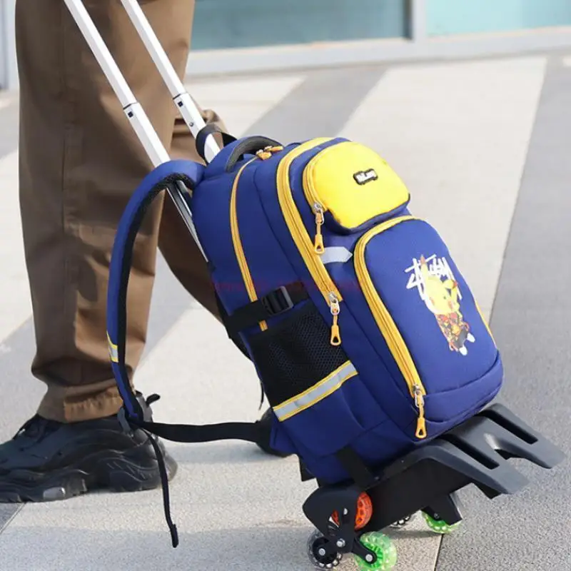 

Pokemon 2 In 1 Trolley Backpack With Wheels Rolling Bag Pikachu Large Capacity Waterproof Can Climb Stairs Schoolbag Gifts