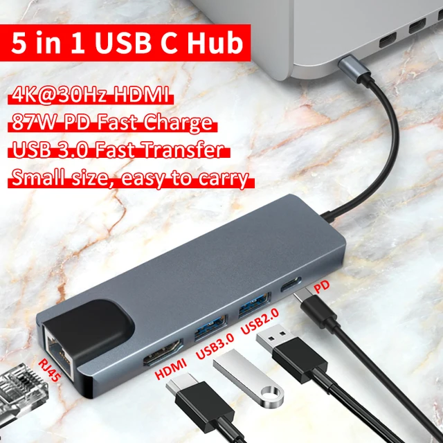 USB C HUB 3.0 USB To Type C  Adapter Docking Station for MacBook Pro M1 Laptop Computer 4K HDMI HUB PD Fast Charge USB Splitter 5 in 1