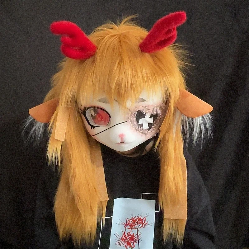Premade Fursuits Head Reindeer Deer Kigurumi Headpiece Furry Cosplay CostumesFursuit Full Head Mask